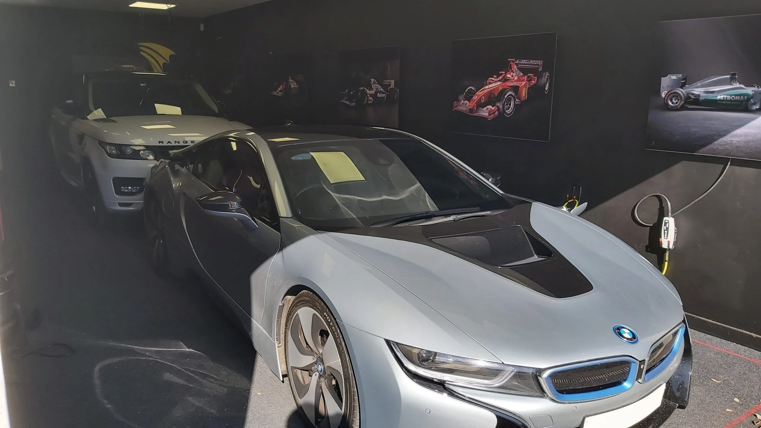 Electric car charging in garage building