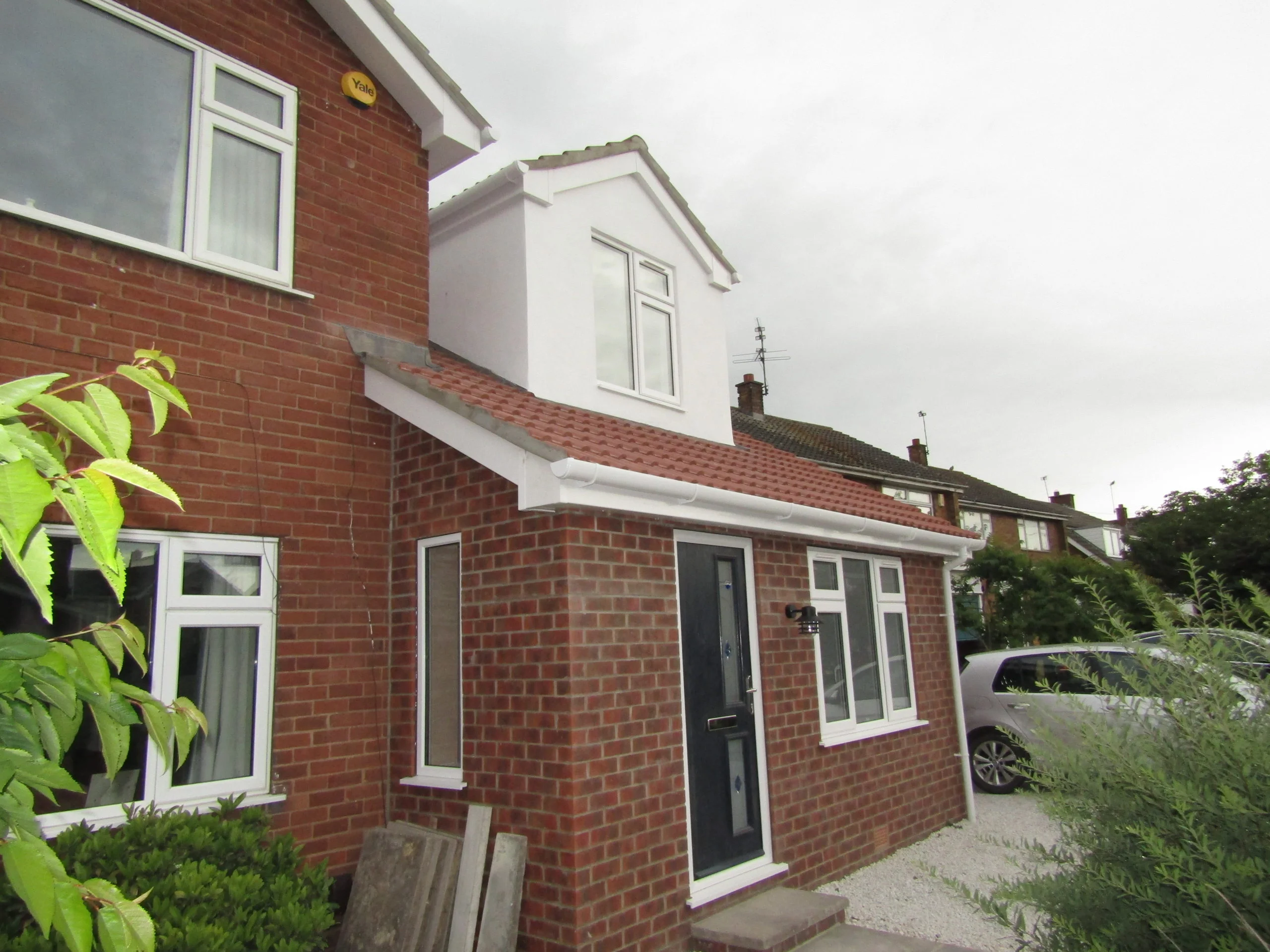 Front door view of extension and loft