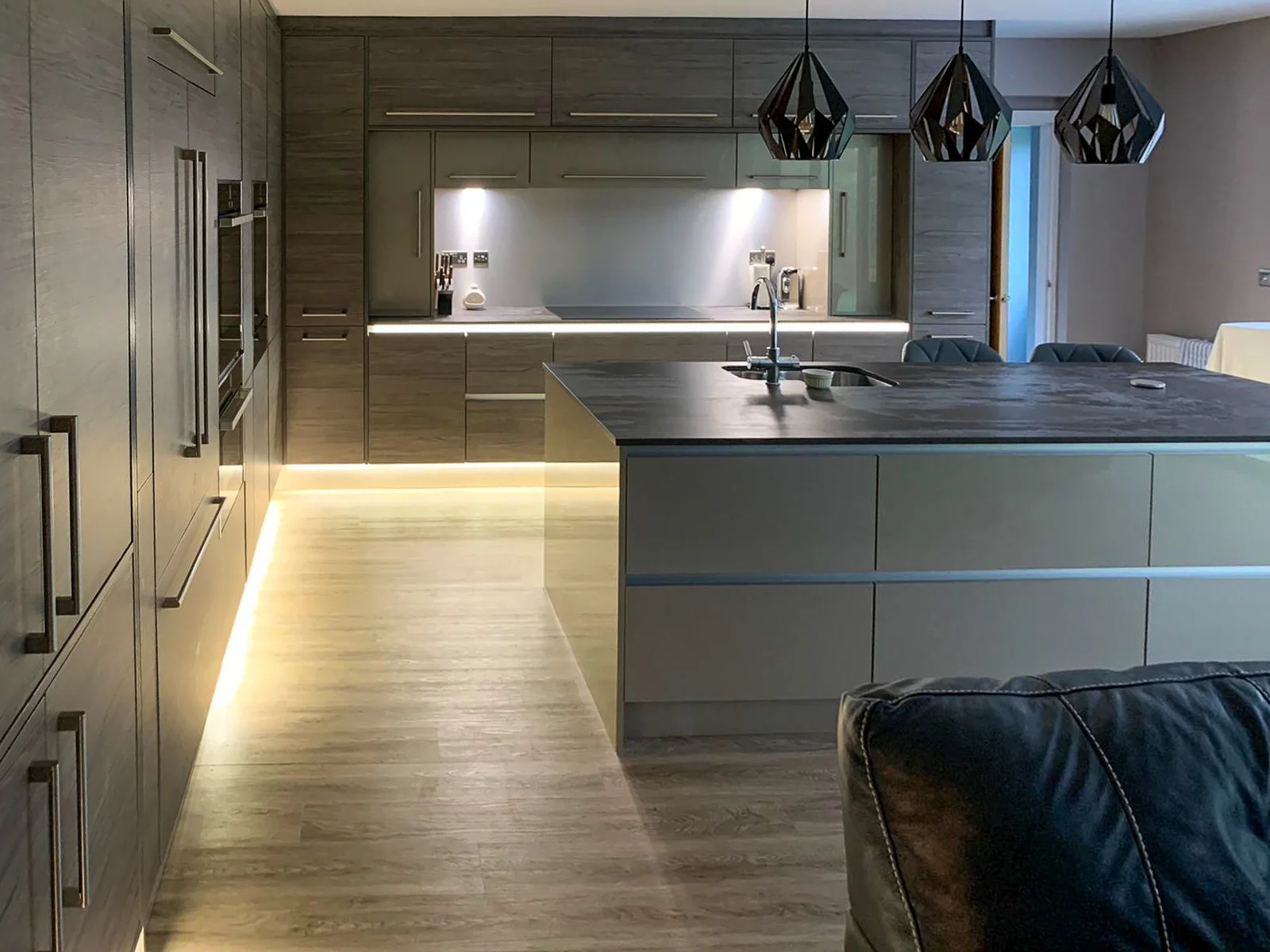 Modern kitchen on ground floor of double extension